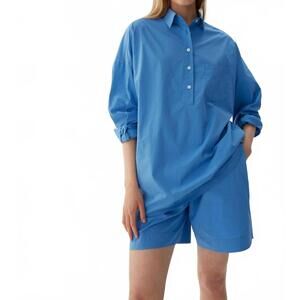 NEW LMND chirara half placket shirt in ink blue